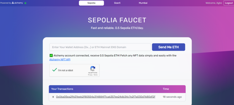 接收 Sepolia ETH 炼金术