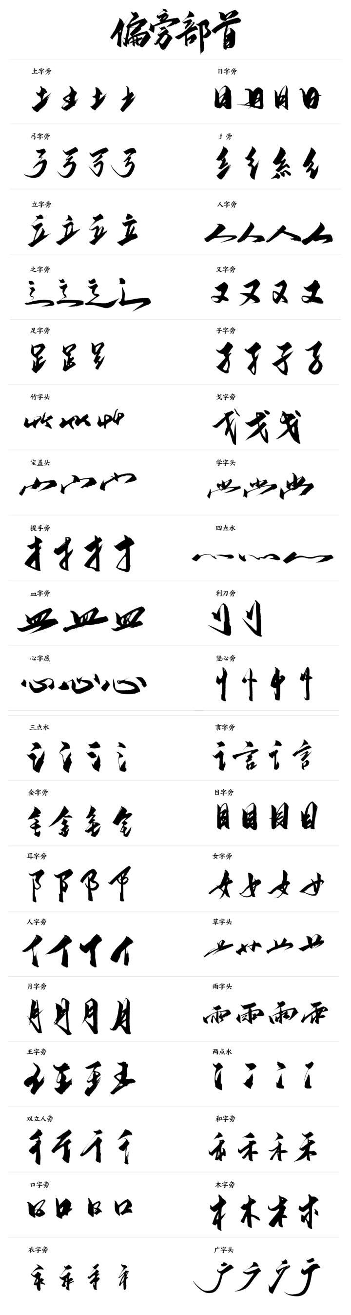 设计师中国风作品必备汉字毛笔字偏旁部首大集合 Awayaya1的博客 Csdn博客