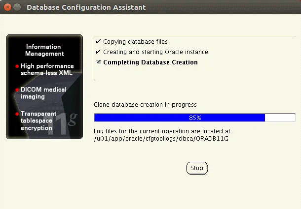 Installing Oracle database on Ubuntu – Oracle Database Configuration Assistant is running