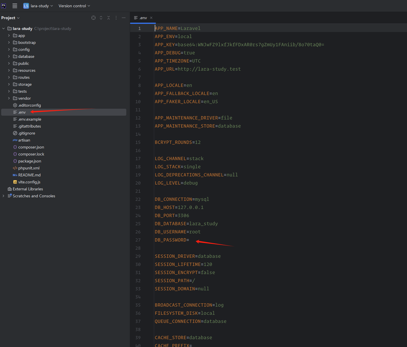 配置数据库 laravel 入门学习