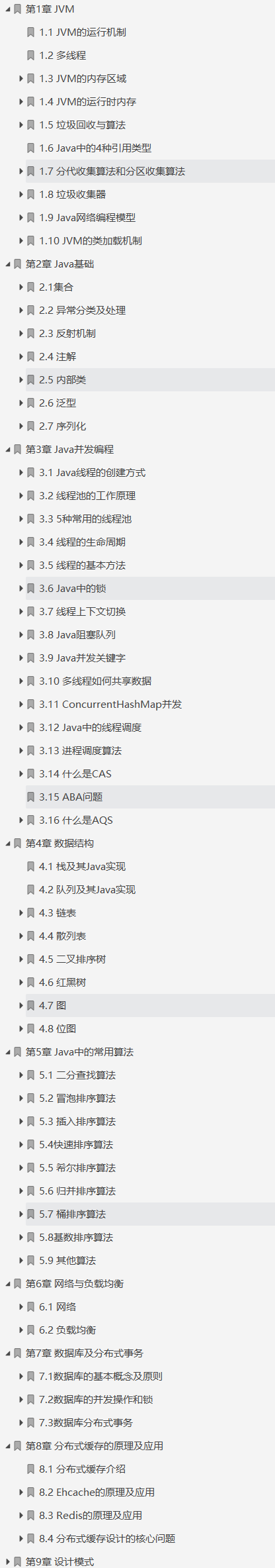 阿里资深架构师三年整理分享：java面试核心知识点原理篇文档