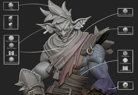 ZBrush和Marmoset工具包制作巨怪战士的笔刷