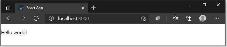 Screenshot of simplified HelloWorld React app in browser