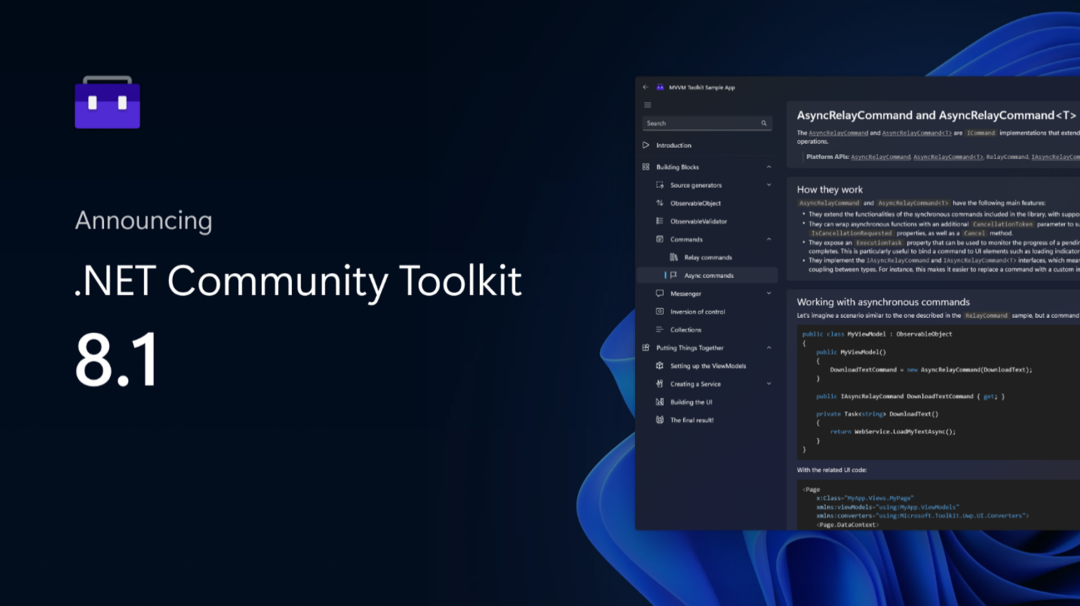 宣布推出 .NET 社区工具包 8.1！