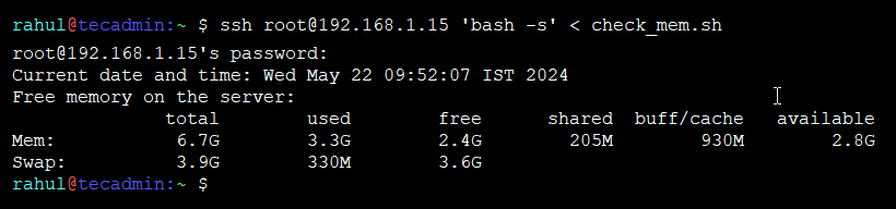 Running Shell Script on a Remote Using SSH