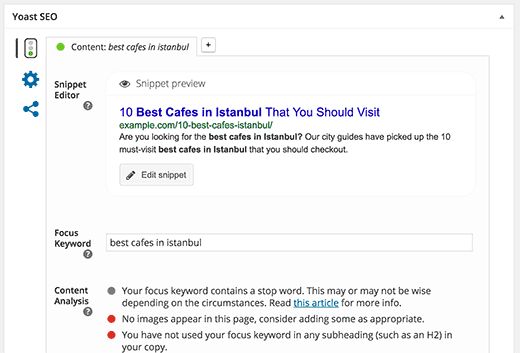 Yoast SEO meta box in WordPress