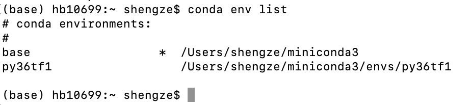 conda env list