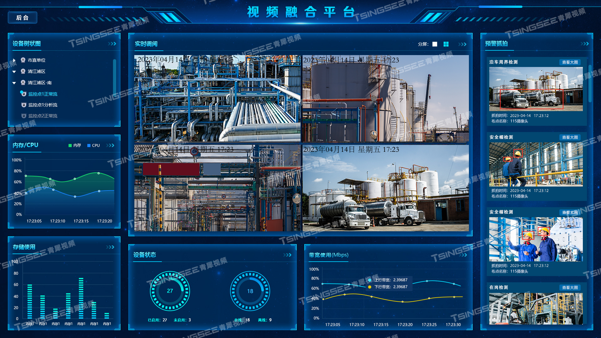 石油化工智慧安监方案：TSINGSEE青犀视频AI智能识别安全生产风险预警平台建设