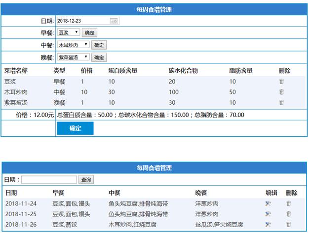 部队周食谱计划表图片