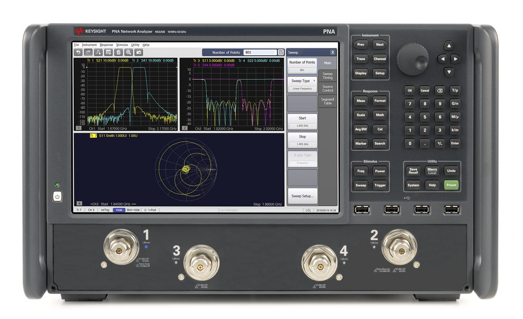 N5225B PNA 微波网络分析仪，900 Hz/10 MHz 至 50 GHz