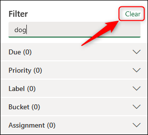 The "Clear" option in the Filter panel.