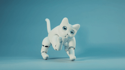 够独立完成走,跑,坐,伸懒腰,招手,以及喵咪标志性的蹭脸,埋猫砂等动作