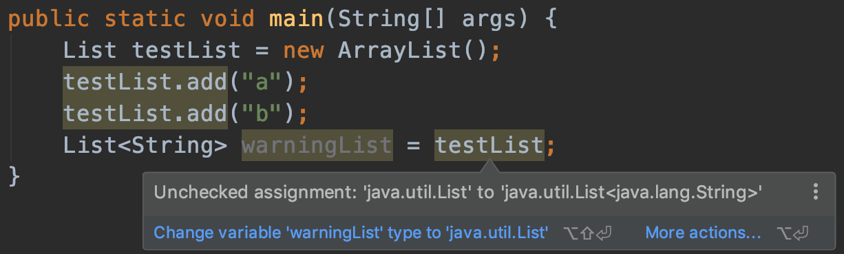 unchecked assignment 'java.util.list' to 'java.util.list java.lang.string '
