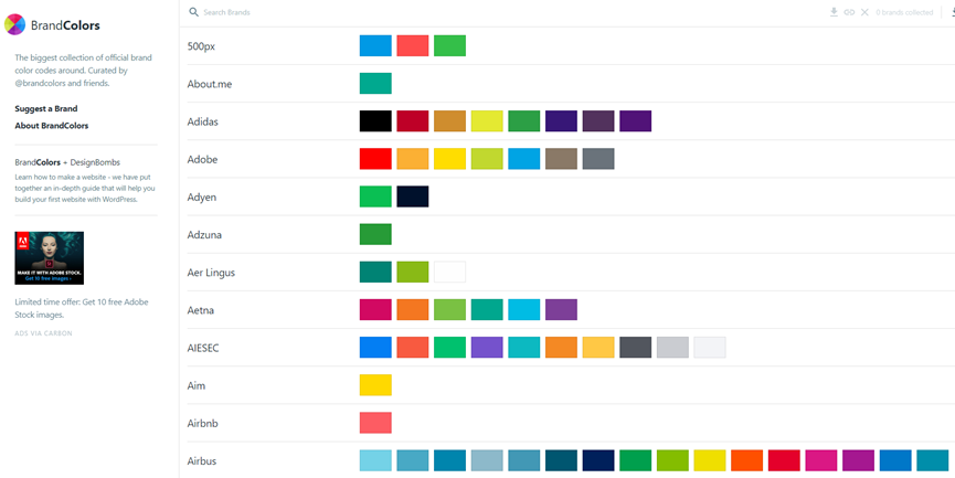 02 brand colors收集了世界知名品牌,企业,网址的颜色方案,可供参考
