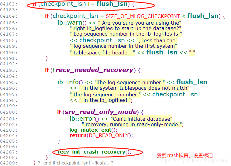 lsn mysql_mysql源码片段 innodb启动checkpoint flush脏页 lsn几个关键点检查过程整理