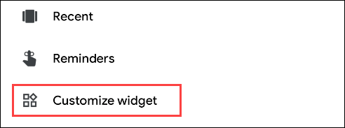 Select "Customize Widget."