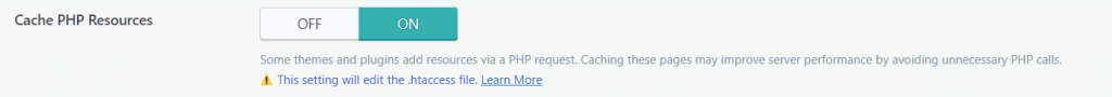 打开 PHP 资源缓存的选项。