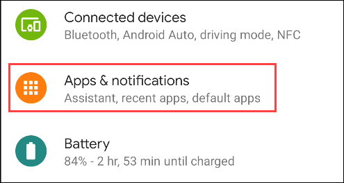 select apps and notifications