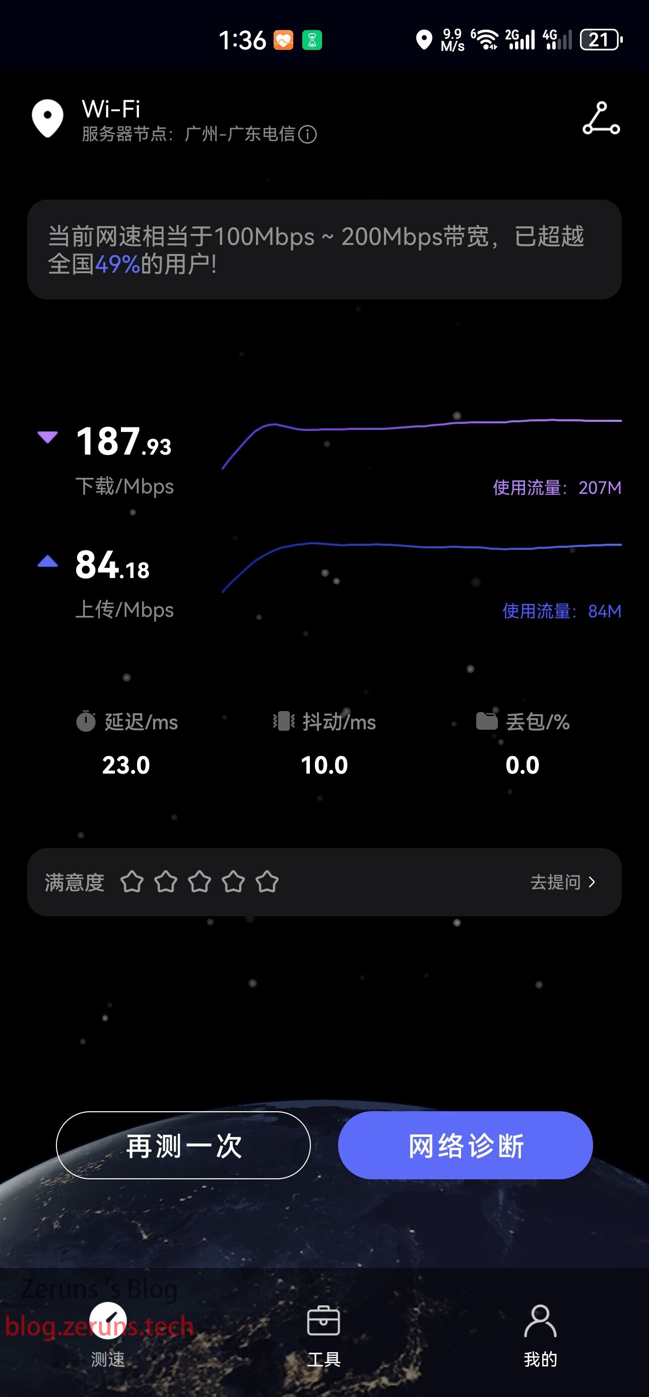 华为mate 40 pro,花瓣测速,测的宽带速度,跑满千兆宽带没问题