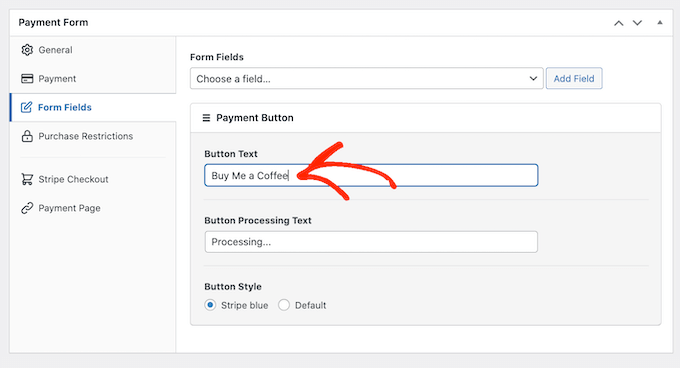 在 WordPress 中向可选付款表单添加按钮标签