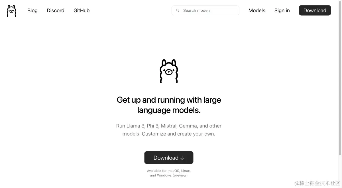 ollama 官网截图