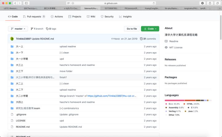 我在 GitHub 上读清华