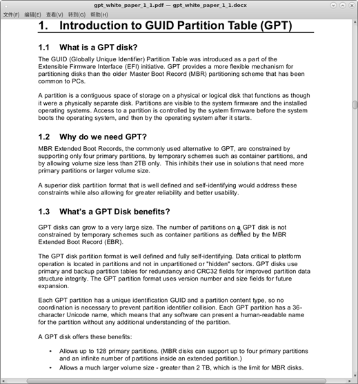 Intel白皮书未对GPT大小进行说明
