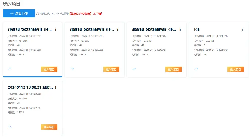 SPSSAU【文本分析】|我的项目