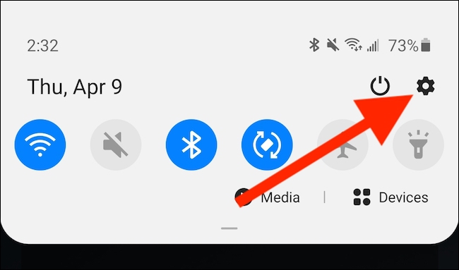 Select the Settings Gear Icon from the Quick Settings Menu