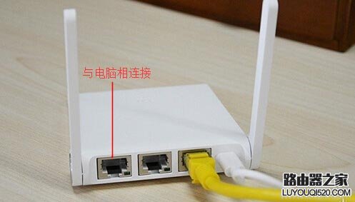 2,将小米路由器的其他任意一个网卡接口,通过网线与电脑连接.
