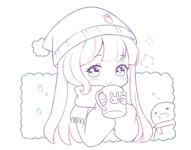 viso画背景框3分钟漫画教程q版漫画少女线稿画完暖暖的