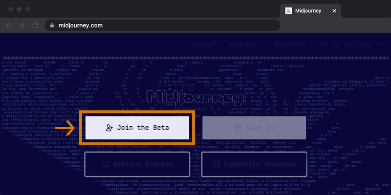 midjourney.com“加入Beta”按钮的图像