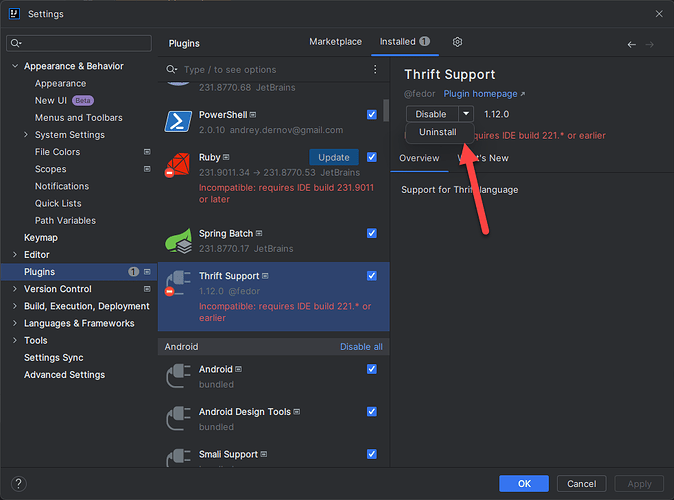 Intellij IDEA 如何删掉插件