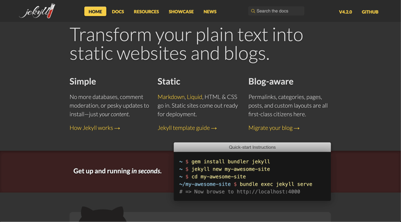 Jekyll 官网截图