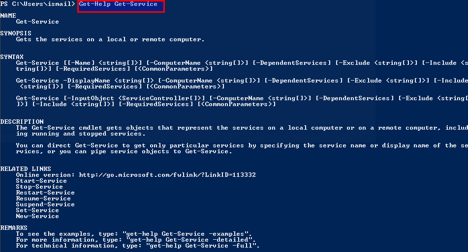 Get-Service Help