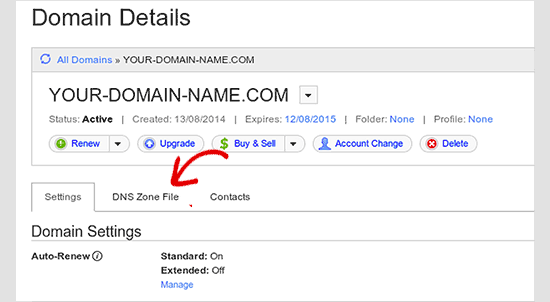 Edit DNS zone file in GoDaddy