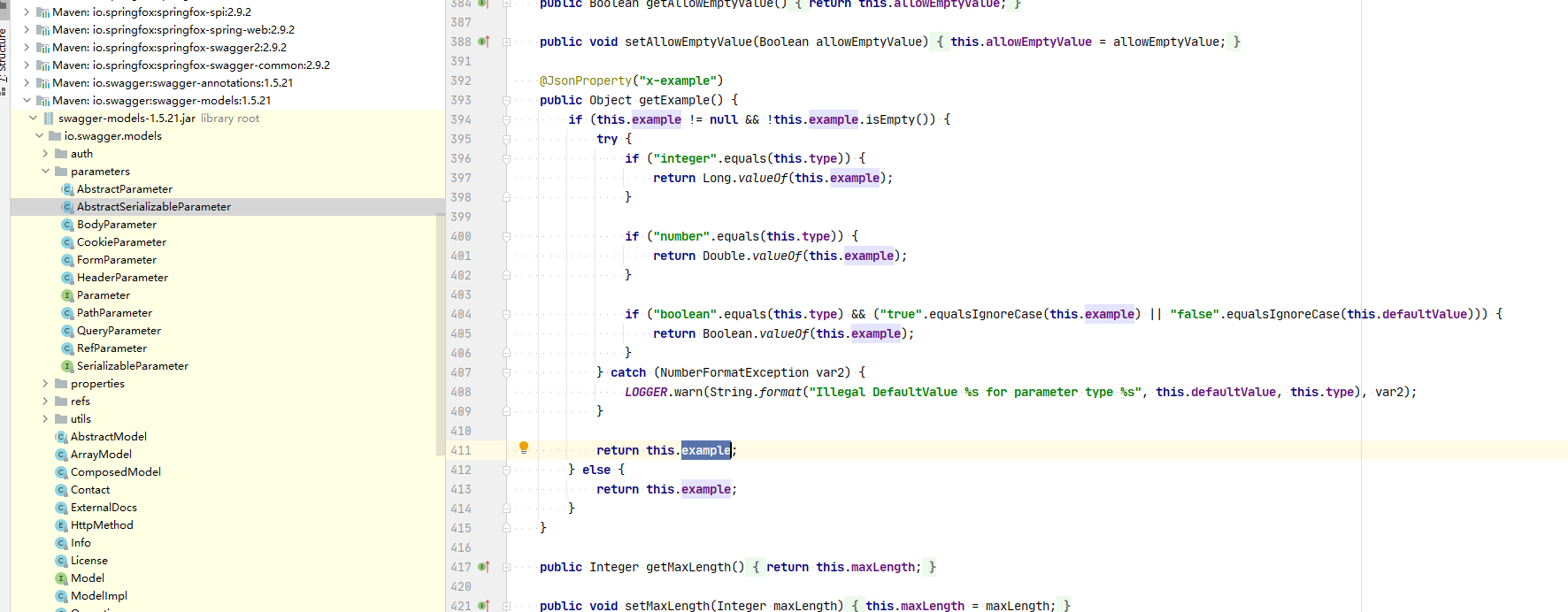 illegal defaultvalue null for paramter type integer