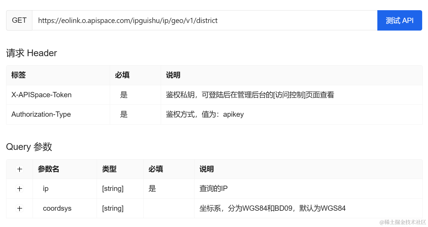 APISpace IP归属地查询接口案例代码