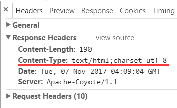 Response header content-type charset utf-8