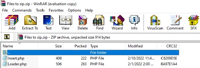 inside zip file