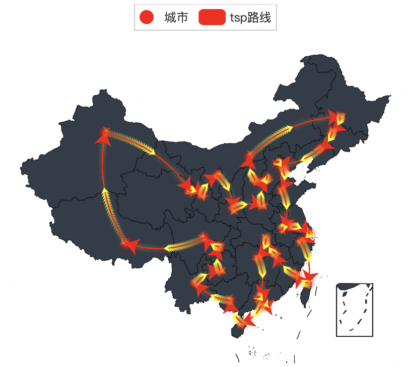 蚁群算法求包含34个国内城市的TSP，和最优解相差没那么大