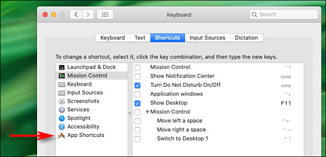 Click "App Shortcuts."