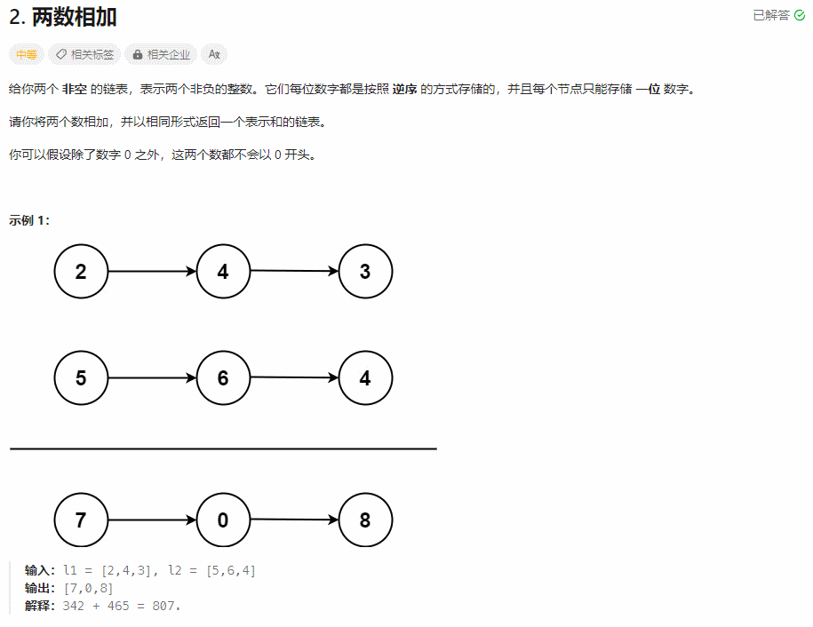 【面试经典150 | 链表】两数相加