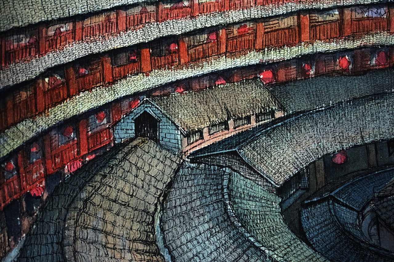 福建土楼ppt计算机二级福建土楼手绘过程教学图