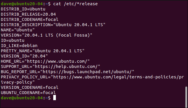 cat /etc/*release in a terminal window.