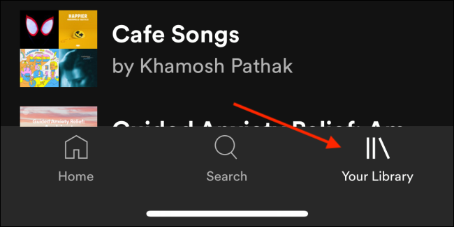 Switch to Your Library tab in Spotify