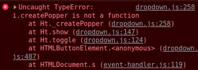 Uncaught TypeError: i.createPopper is not a function