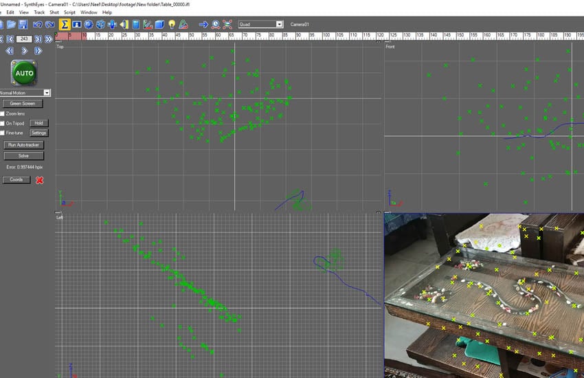 SynthEyes termina a tarefa de rastreamento