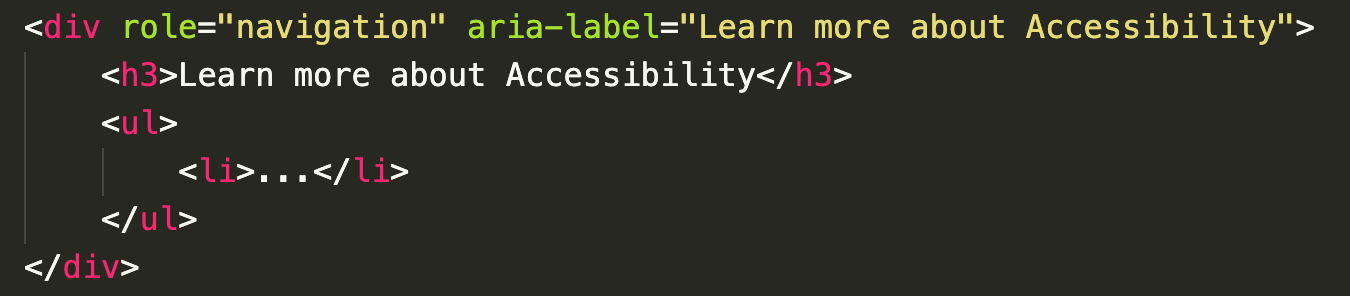 A code snippet illustrating the unnecessary use of aria-label